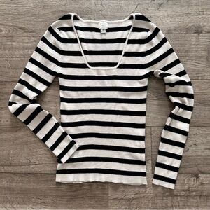 A New Day Black and White Striped Women's Top